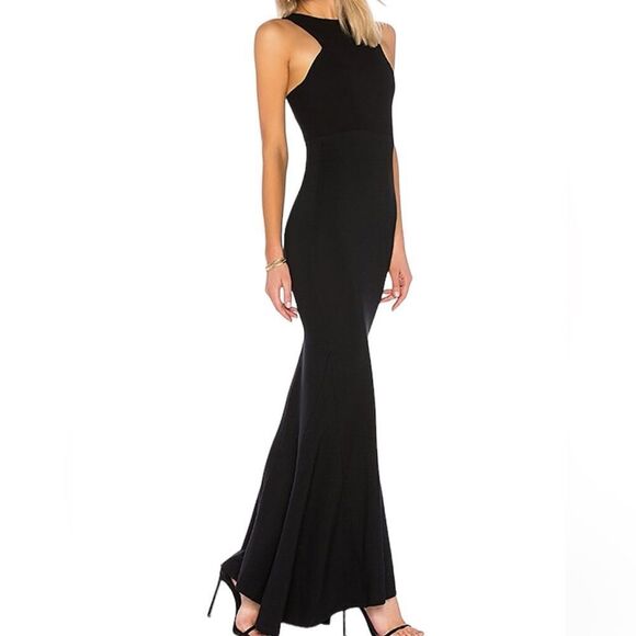 Lovers+ Friends Black Abbey Maxi Gown Size Small Sleeveless Fishtail Style - Picture 1 of 15